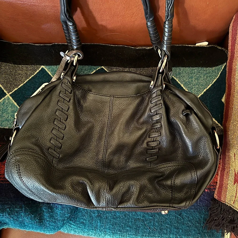 B Makowsky Black Leather Bag - Picture 1 of 9